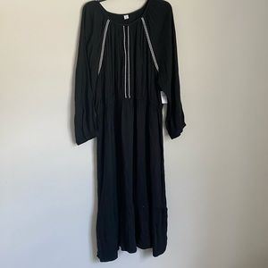 NWT Old Navy Black Long Sleeved Boho Dress XXL